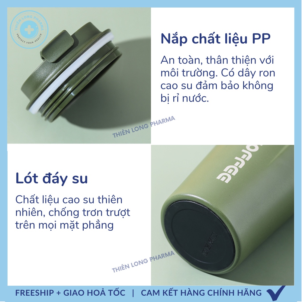 Cốc giữ nhiệt 510ml ly coffee holic inox 304, bình giữ nhiệt 12h tặng Sticker trang trí