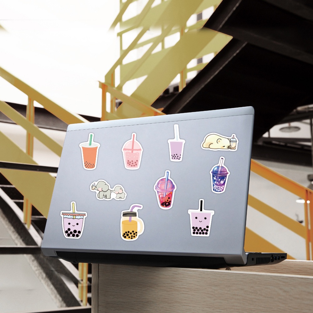Hình dán Sticker 50 tấm trà sữa cute chống nước dán laptop 110