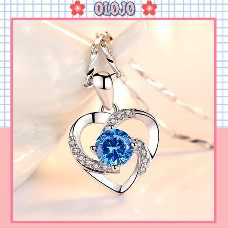Vòng cổ Đính Đá Sapphire Hình Trái Tim Phong Cách Cổ Điển Thời Trang