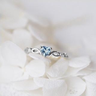 Nhẫn Đính Hôn Đính Đá Topaz Xanh Biển Hình Trái Tim