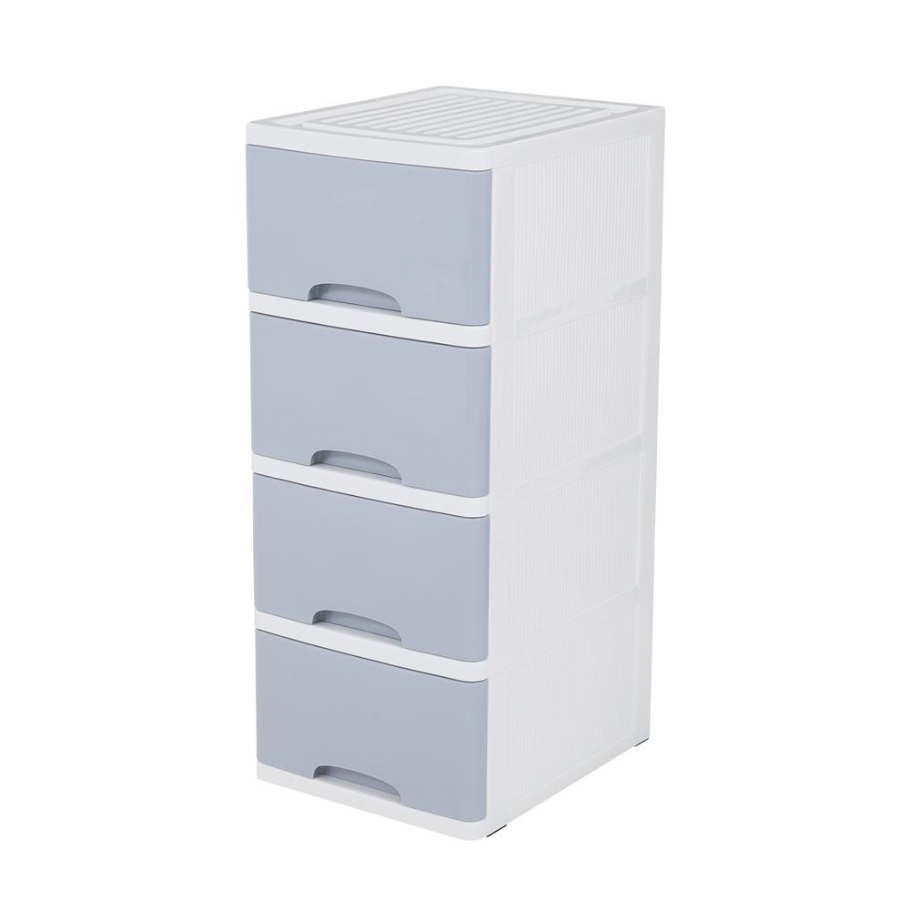 HomeBase STACKO Tủ nhựa 4 tầng KS-514G Thái Lan W36xH87xD43.5cm màu trắng/xanh dương