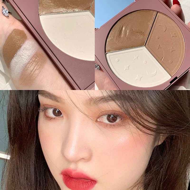 Tạo khối 4 màu SWEET MINT mỏng mịn tự nhiên bắt sáng Highlight And Contouring Palette Tri-color Repair Blush Tray SWMI53