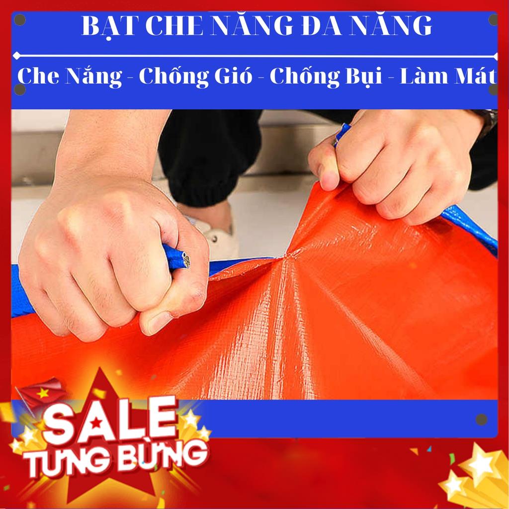 Bạt Che Nắng Mưa Nam Việt  - Kích Thước 2x4 - Màu Xanh Cam - May Viền Đóng Khoen Sẵn - Chống Thấm Nước