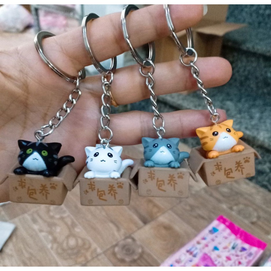 Móc khoá mô hình mèo hộp dễ thương
