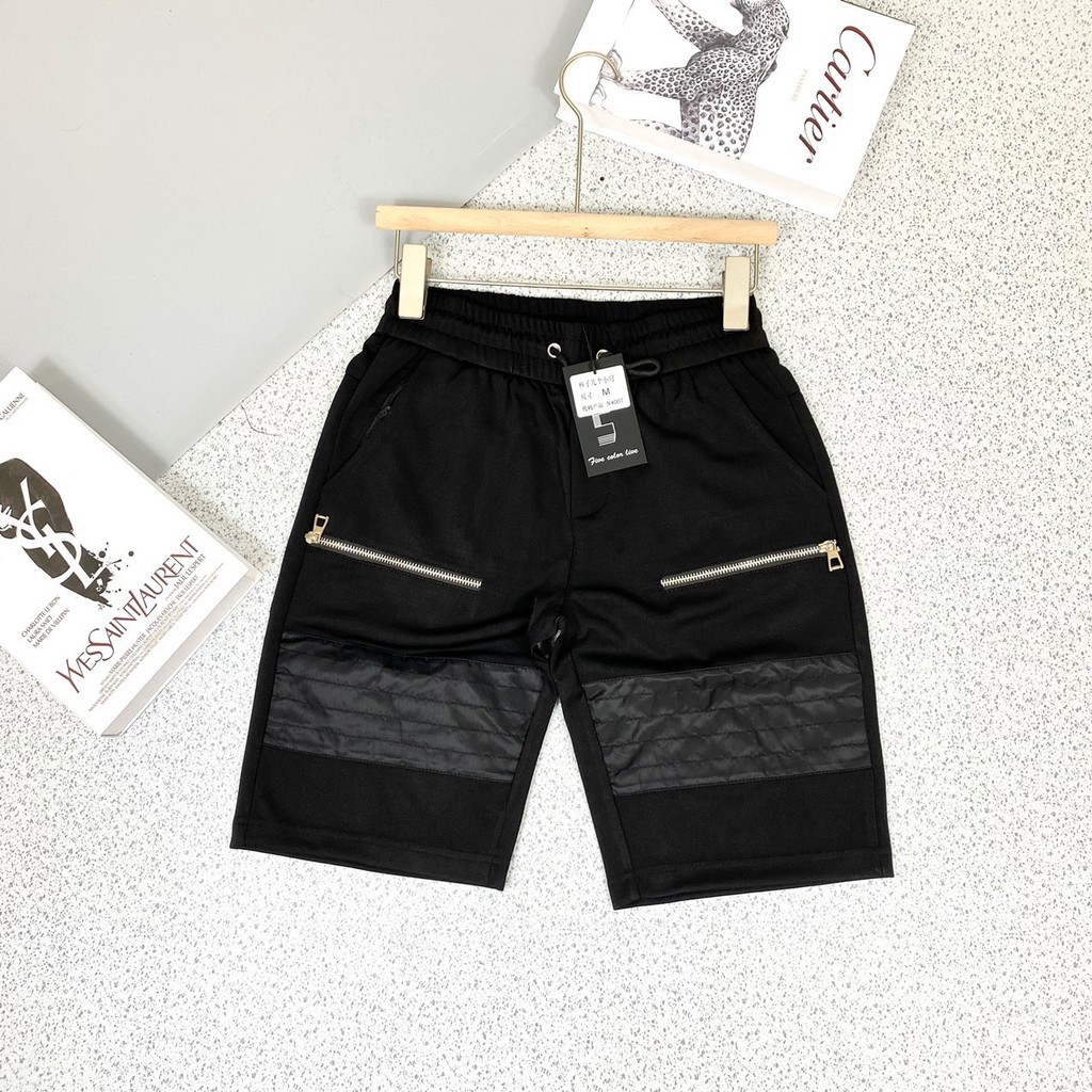 Quần đùi nỉ nam khóa zip trước lv21,quần short nam chất co giãn nhẹ màu đen có đủ sz 40-75kg tạo phong cách cá tính | BigBuy360 - bigbuy360.vn