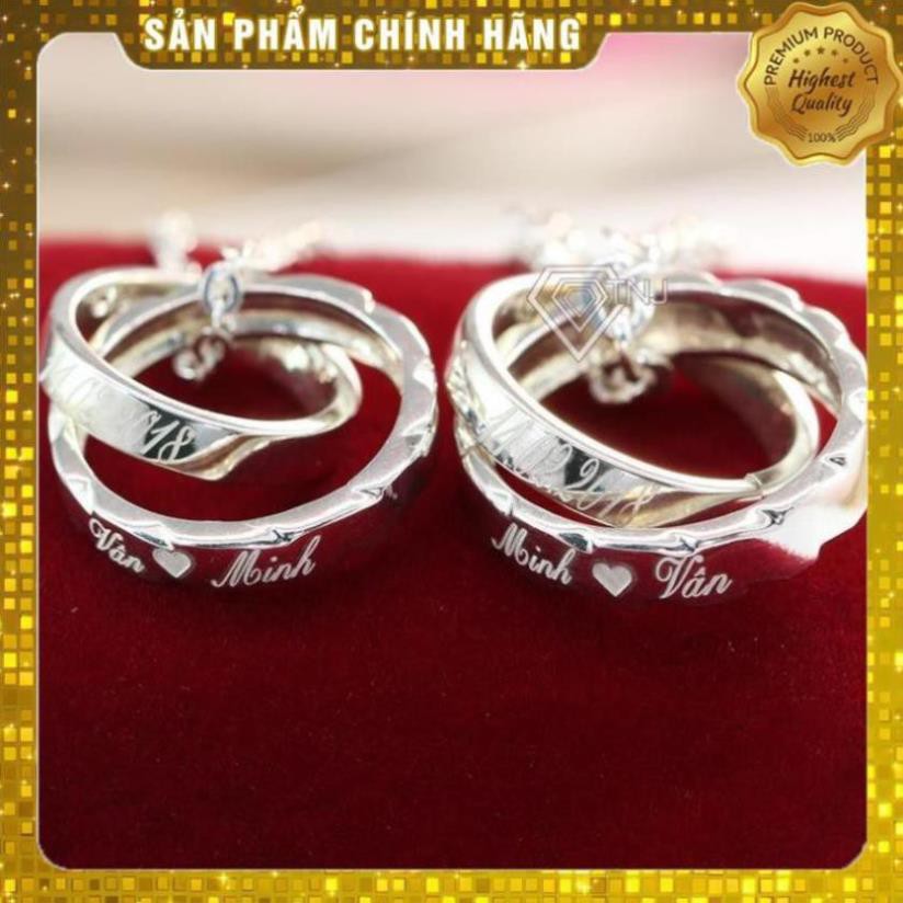 [💝Không Đẹp Hoàn Tiền] Vòng cổ đôi tình yêu, dây chuyền đôi bạc khắc tên đơn giản theo yêu cầu