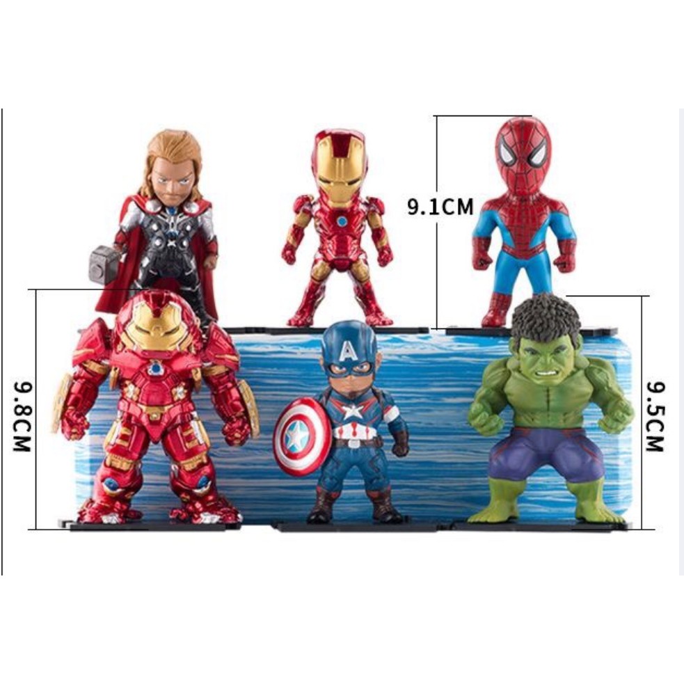 Mô Hình Siêu Anh Hùng Marvel 6 Nhân Vật - Đồ Chơi Mô Hình Mini Marvel Trang Trí Bàn Học, Bàn Làm Việc Siêu Đáng Yêu