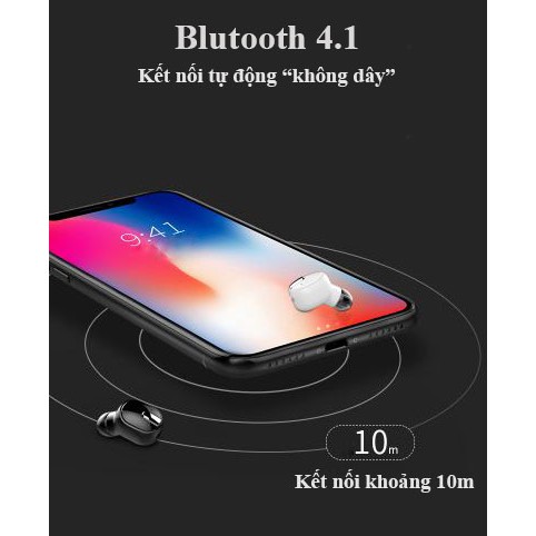 Tai nghe Bluetooth M8 tai nghe 1 bên kim hộp sạc, có thể sử dụng để sạc điện thoại hoặc làm giá đỡ điện thoại (Đen)