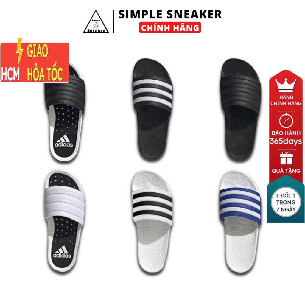 Dép Adidas Boost Chính Hãng 🔴SIMPLE SNEAKER🔴Adidas Dép Quai Ngang Adilette Boost Core Black Cloud White Siêu Êm