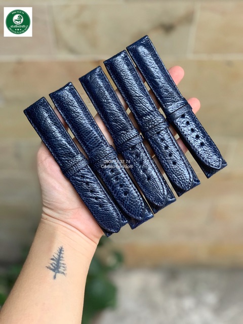 DÂY ĐỒNG HỒ DA CHÂN ĐÀ ĐIẺU XANH NAVY CÁ SẤU GÒ VẤP