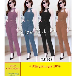 Bộ Jum 💥FREESHIP💥Giảm 45k Khi Nhập Mã SHOP45K9- Jum dài cổ yếm khoét ngực kèm belt tag vàng xinh xắn TJ1028