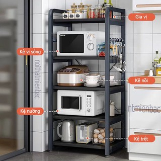 Kệ bếp khung sắt sơn tĩnh điện lắp ráp dễ dàng, kệ lò vi sóng đa năng có cánh cửa nhiều tầng thông minh