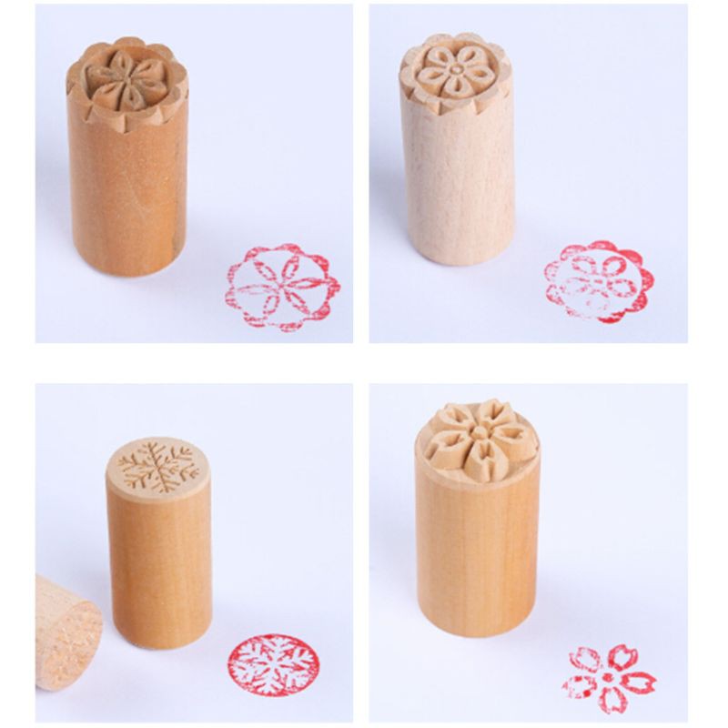 Set 5 Con Dấu Bằng Gỗ 10m Dùng Để Trang Trí Bánh