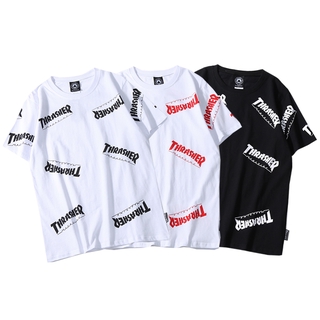 Áo Thun Ngắn Tay In Chữ Thrasher Cá Tính Thời Trang