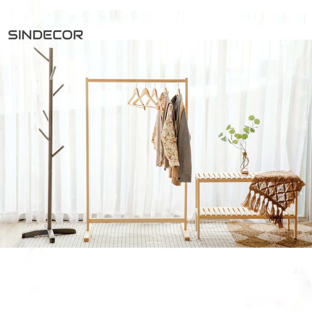 Móc Gỗ Vàng Thanh Ngang - Móc Treo Quần Áo (1 móc) Sindecor