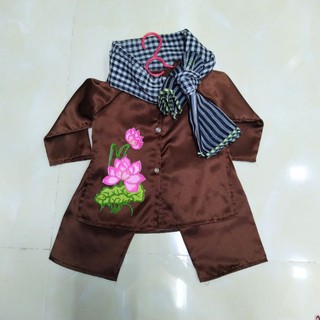 Bà Ba Phi Lụa Nâu Hoa Sen Cho Bé