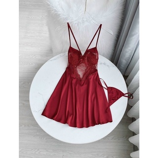 Sẵn sỉ váy ngủ lụa 2 dây, đầm ngủ lụa mặc nhà có đệm - Hàng QCCC - SP073