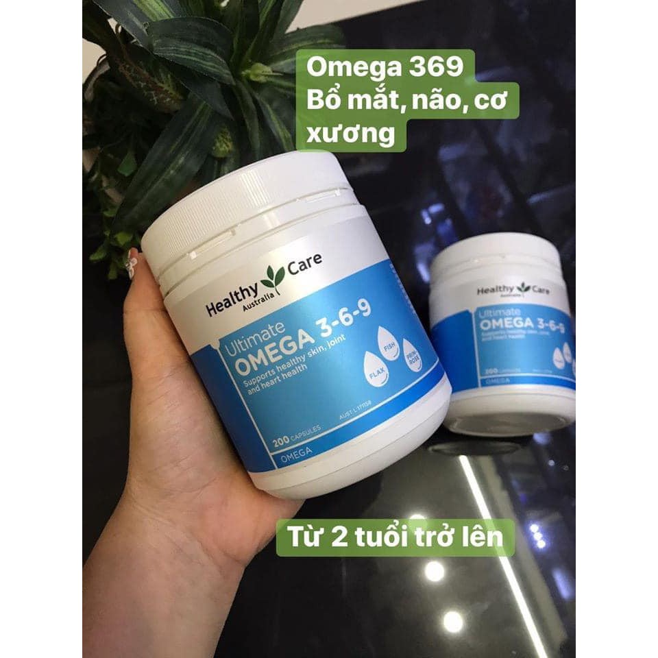 Dầu Omega 369 Của Healthy Care Úc 200 Viên (mẫu mới) Cân Bằng Hooc mon Làm đẹp da , Khỏe Tóc, Giảm Cân, Huyết Áp Cao