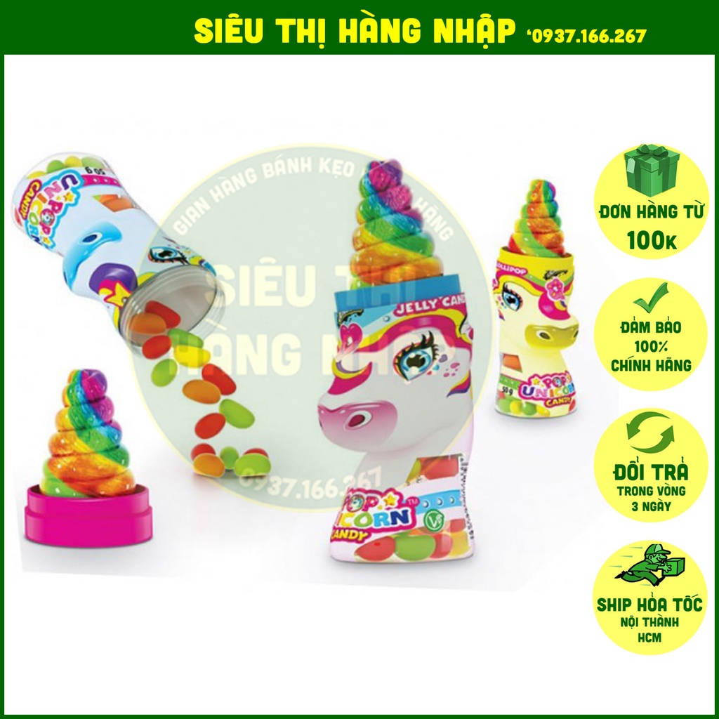 Kẹo mút hình ngựa Pony Johnybee Unicorn Pop Candy Ba Lan 50g, kẹo đồ chơi lollipop cho bé