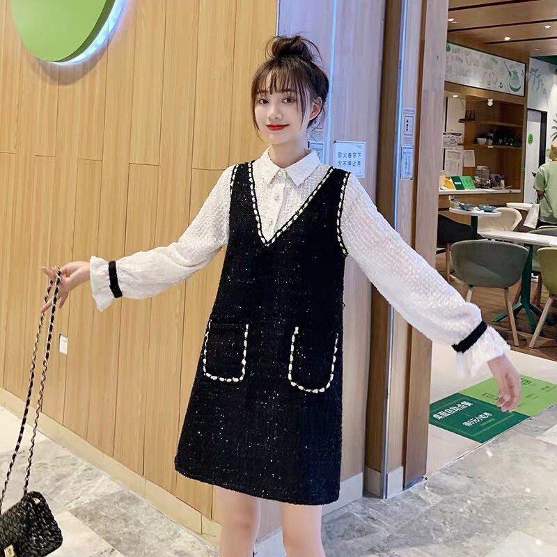 [Mã WAJAN27 hoàn 15% xu đơn 300k] Váy dạ nữ dài tay cao cấp thu đông dày dặn màu đen  | BigBuy360 - bigbuy360.vn