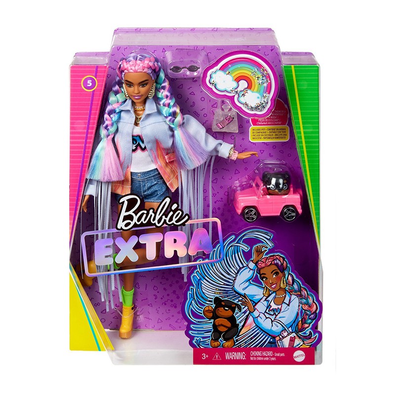 [Mã LIFEMKD3 giảm 100K đơn 499K] Đồ Chơi BARBIE Búp Bê Barbie Extra Rainbow Braids GRN29/GRN27