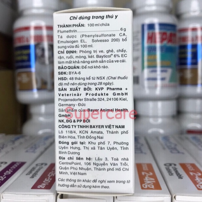 BAYTICOL 10ml - Diệt Ve , Ghẻ Chó Ruồi , Mòng Trâu Bò