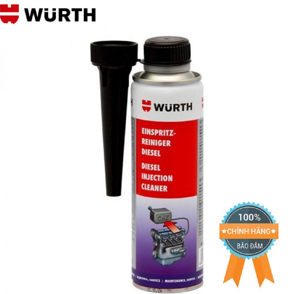 Phụ gia Súc béc dầu Wurth Diesel injection cleaner 300ml Làm sạch hệ thống nhiên liệu động cơ dầu, lòng xi-lanh.