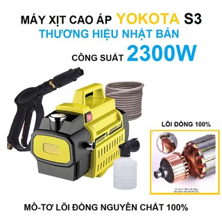 Máy Rửa Xe - Máy Rửa Xe Áp Lực Cao YOKOTA S3, THƯƠNG HIỆU NHẬT BẢN 2300W, Lõi đồng nguyên chất , tự hút nước