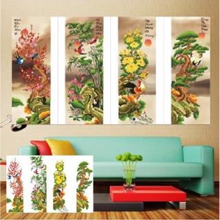 Tranh Thêu Chữ Thập Tứ Quý Tùng Cúc Trúc Mai KT:127*78cm