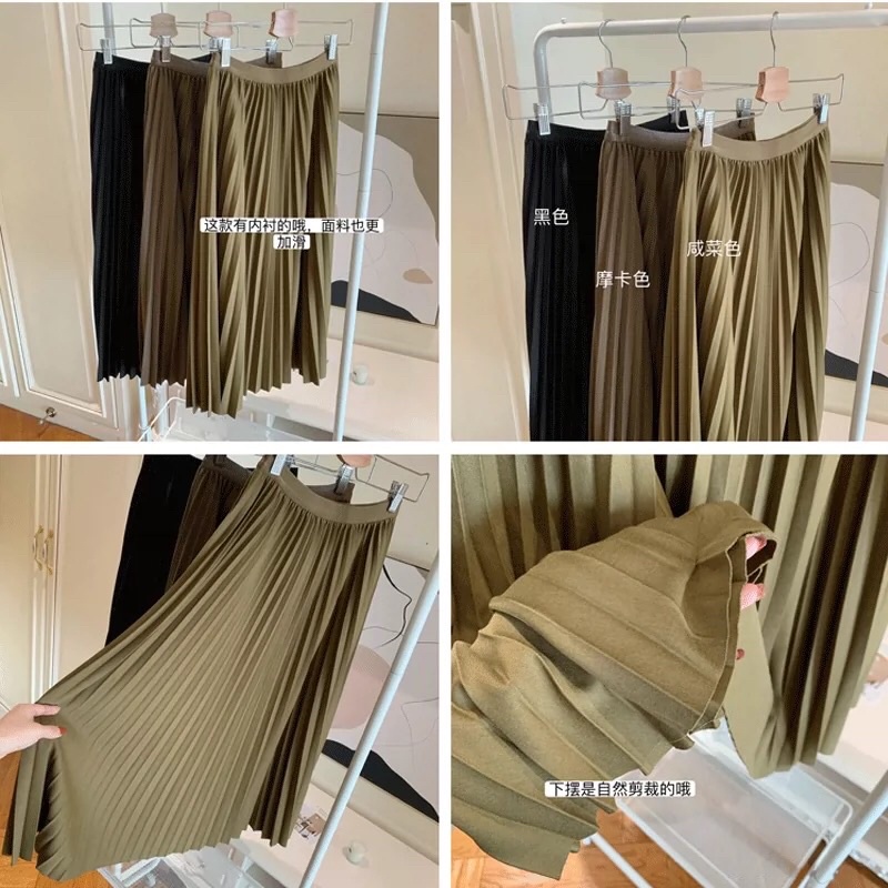 Chân váy xếp ly dáng dài 82cm