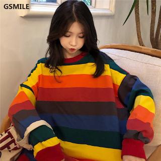 Áo thun Oversize tay dài họa tiết sọc phong cách Ulzzang Hàn Quốc cho nữ