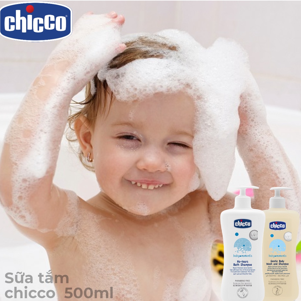 Sữa tắm gội Chicco chai 200ml/500ml cho bé từ 0m+ (Date 2024)