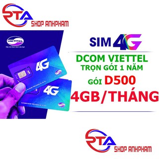 Sim 4G Viettel Trọn Gói 1 Năm (4GB/Tháng - Gói D500)