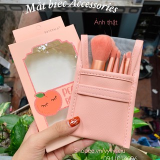 Set cọ trang điểm trái đào peach brush set mini kèm bao da
