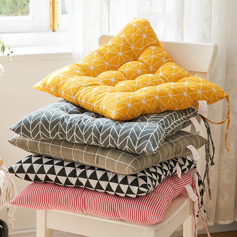 ĐỆM NGỒI BỆT LÓT GHẾ Vải Cotton Bố Phong Cách Nhật Bản  thêu Vi Tính - Lót Bông Hạt cao cấp - Loại Tròn