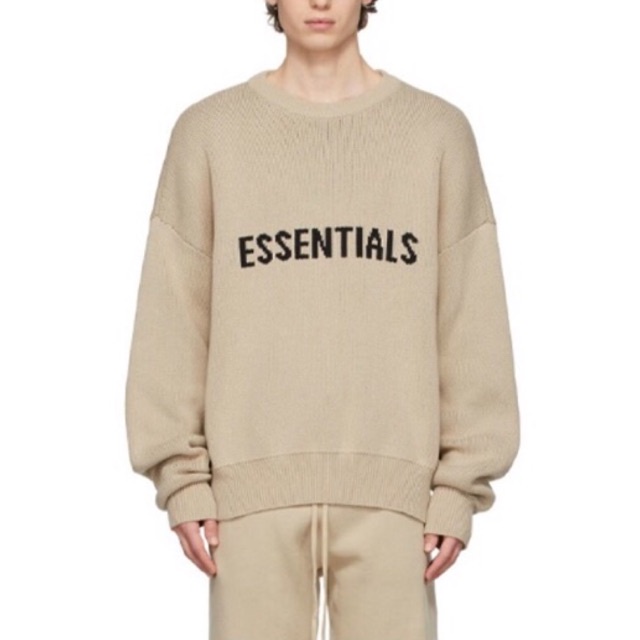 áo sweater knit Essentials Fear Of God màu Linen hàng có sẵn