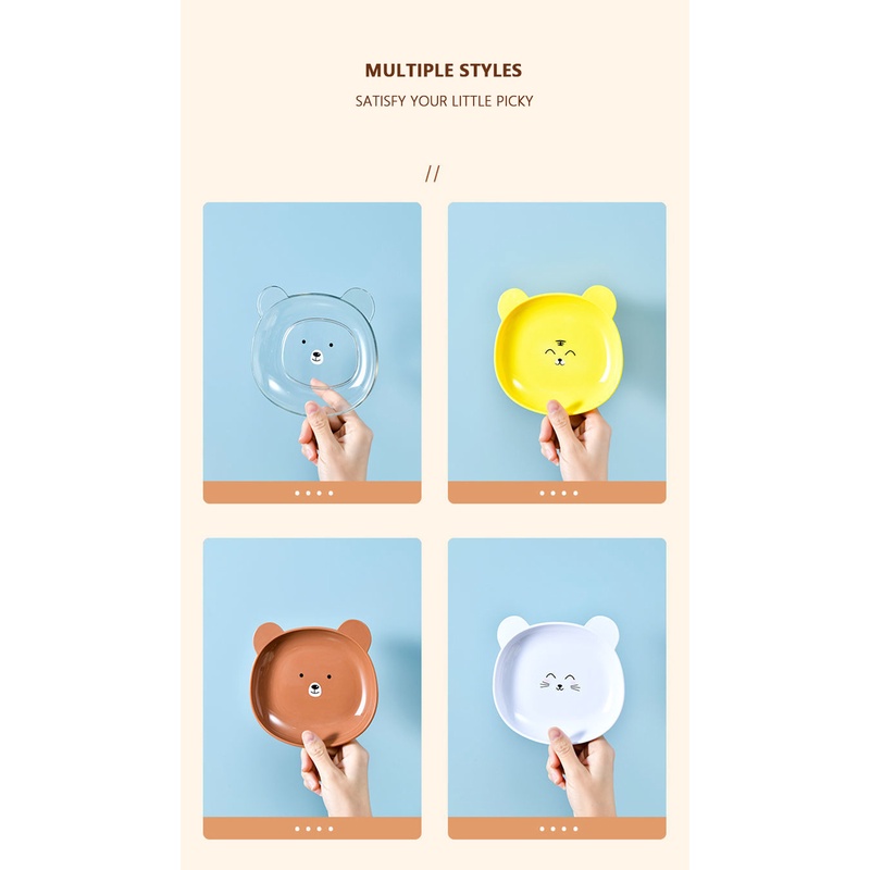 Hàng Có Sẵn Đĩa Ăn Nhẹ Hình Gấu Hoạt Hình Dễ Thương Bàn Ăn Bộ Đồ Ăn Sáng Tạo Đĩa Nhỏ Chống Rơi