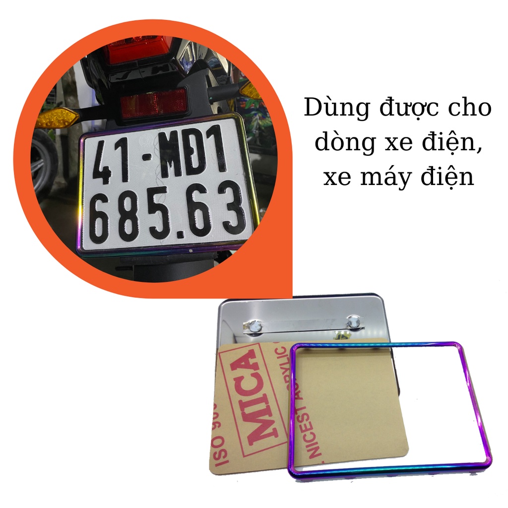 Khung biển số xe titan ốp biển số inox viền 7 màu + bảng mica SIÊU CHẤT. Hàng mới - T&T Tây Thành chuyên phụ tùng xe máy
