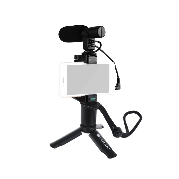 Tay cầm điện thoại chống rung F-Mount đế 3 chân - đèn Led 96 bóng - Microphone PU3017 Puluz
