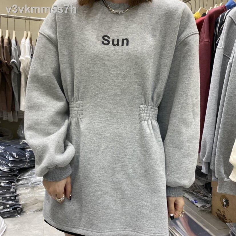 Korean version of the autumn and winter new round neck waist was thinner in long letter casual sweater dress women plus | BigBuy360 - bigbuy360.vn
