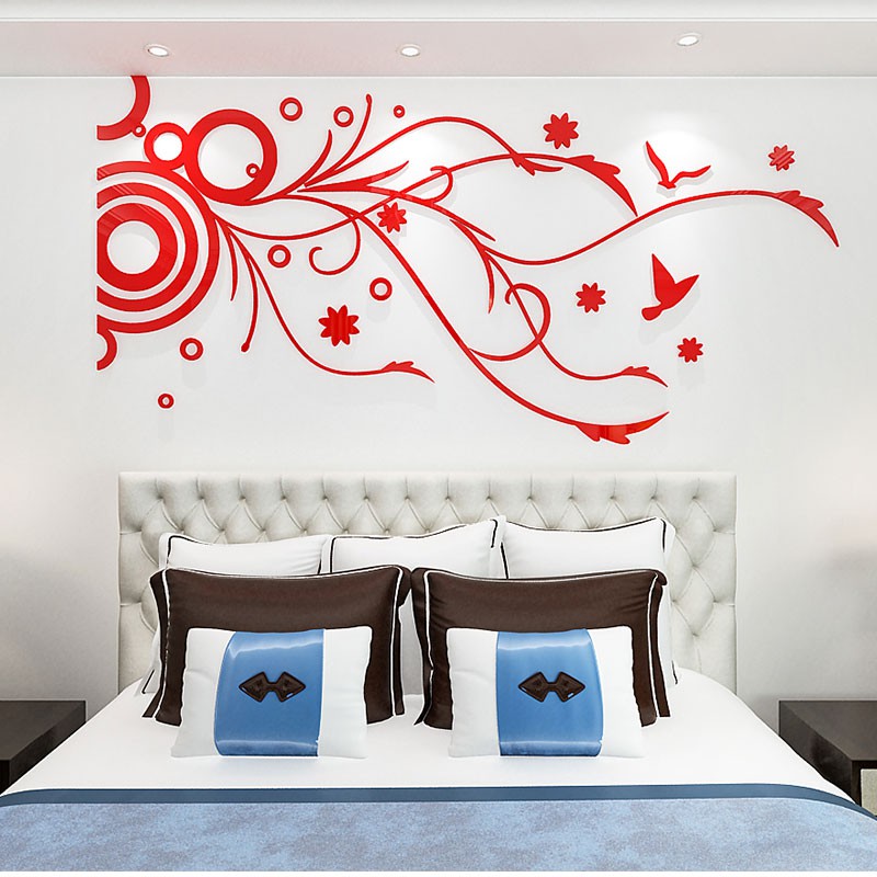 Tranh dán tường mica 3d decor khổ lớn hoa sáng trang trí phòng khách, phòng ngủ, phòng cưới Nhiều Size - EPeBen