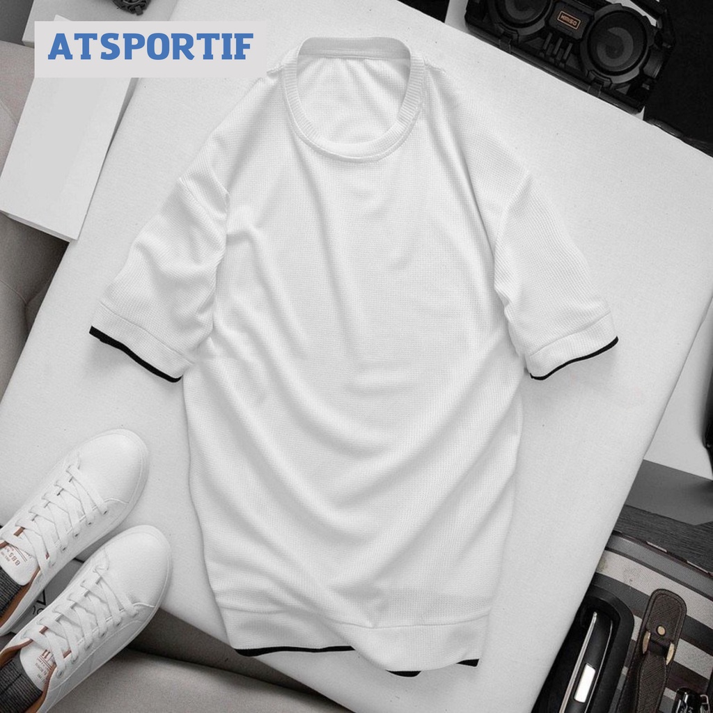 Áo Phông Nam Thể Thao Chất Cotton Tổ Ong 4 Màu Phối Viền Trẻ Trung