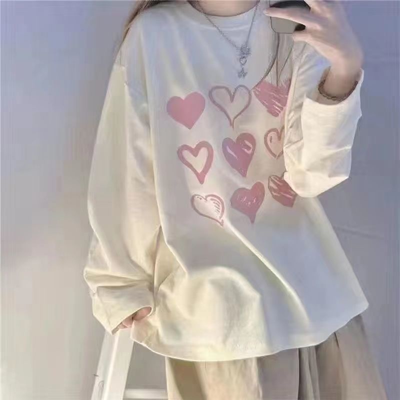 Jiashucheng Áo Thun Nữ Dài Tay Phong Cách Hàn Quốc Mới