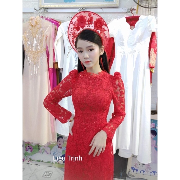 ÁO DÀI CÔ DÂU REN DỆT NỔI🎀REN HOA SANG TRỌNG CHO CÔ DÂU NGÀY ĂN HỎI