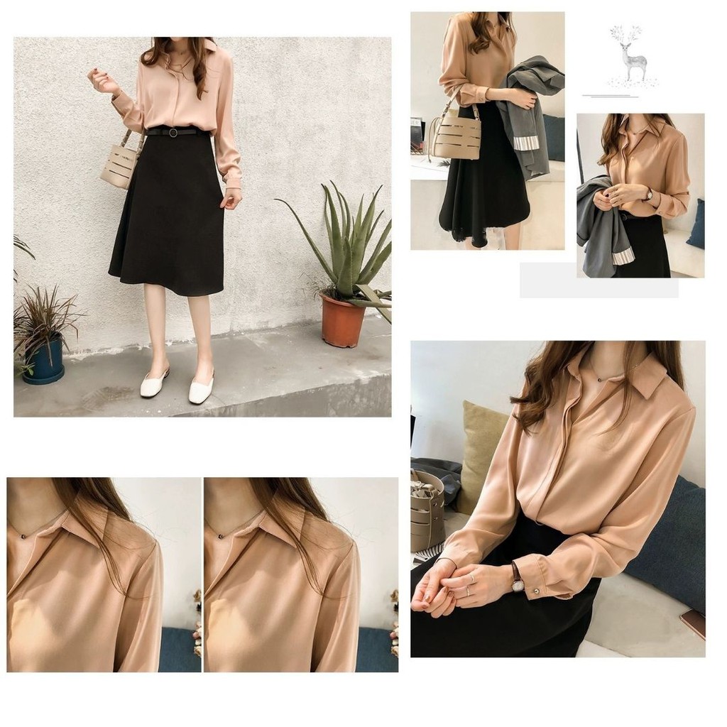 Áo Sơ Mi Nữ Lụa Cao Cấp 👚 áo sơ mi cổ đức, Phong Cách Hàn Quốc🌈 | BigBuy360 - bigbuy360.vn