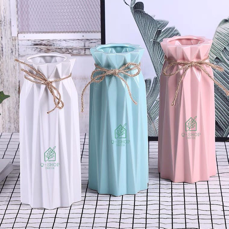 Lọ hoa decor trang trí nội thất bằng gốm Qhouse , bình cắm hoa trang trí để bàn làm việc origami