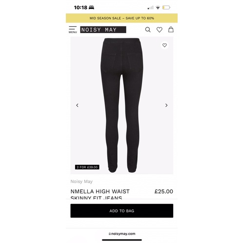 Quần jean đen skinny lưng cao trên rốn NoisyMay-hàng xuất xịn