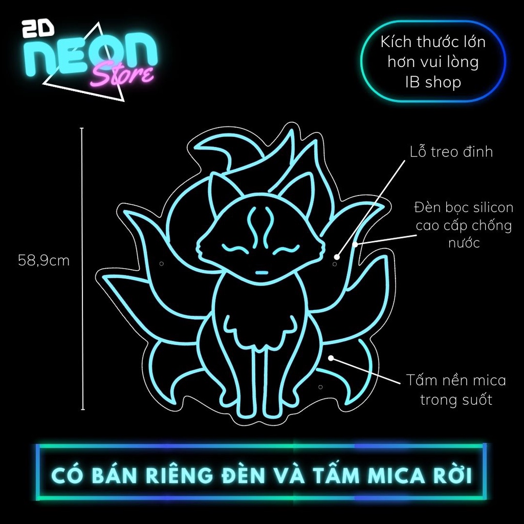 Đèn Led Neon Hồ Ly 9 đuôi, Led Neon 12V trang trí phòng, góc livestream, quay Tiktok I 2D Neon Store