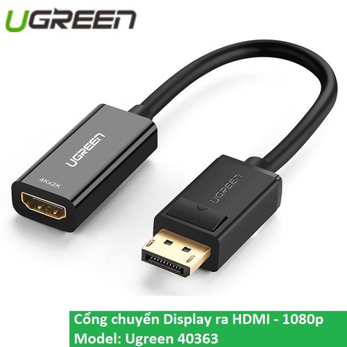 Cáp Chuyển Displayport to HDMI Hỗ Trợ 4Kx2K Ugreen 40363 - Hàng Chính Hãng