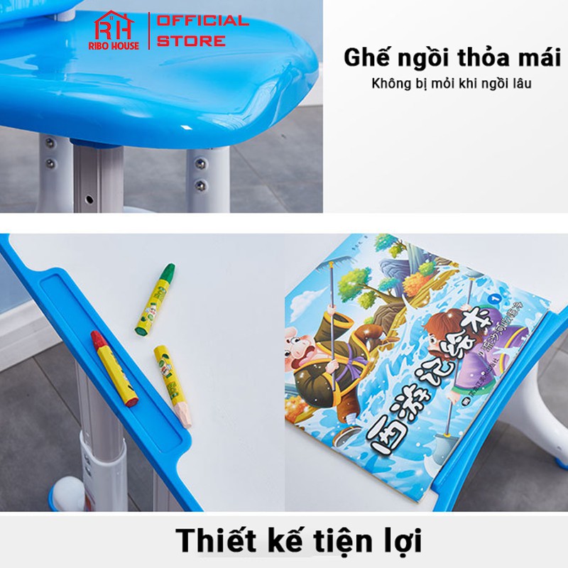 Bộ bàn học sinh thông minh RIBO HOUSE bàn cho bé B02 size 70cm chống gù chống cận có điều chỉnh kích thước RIBO61